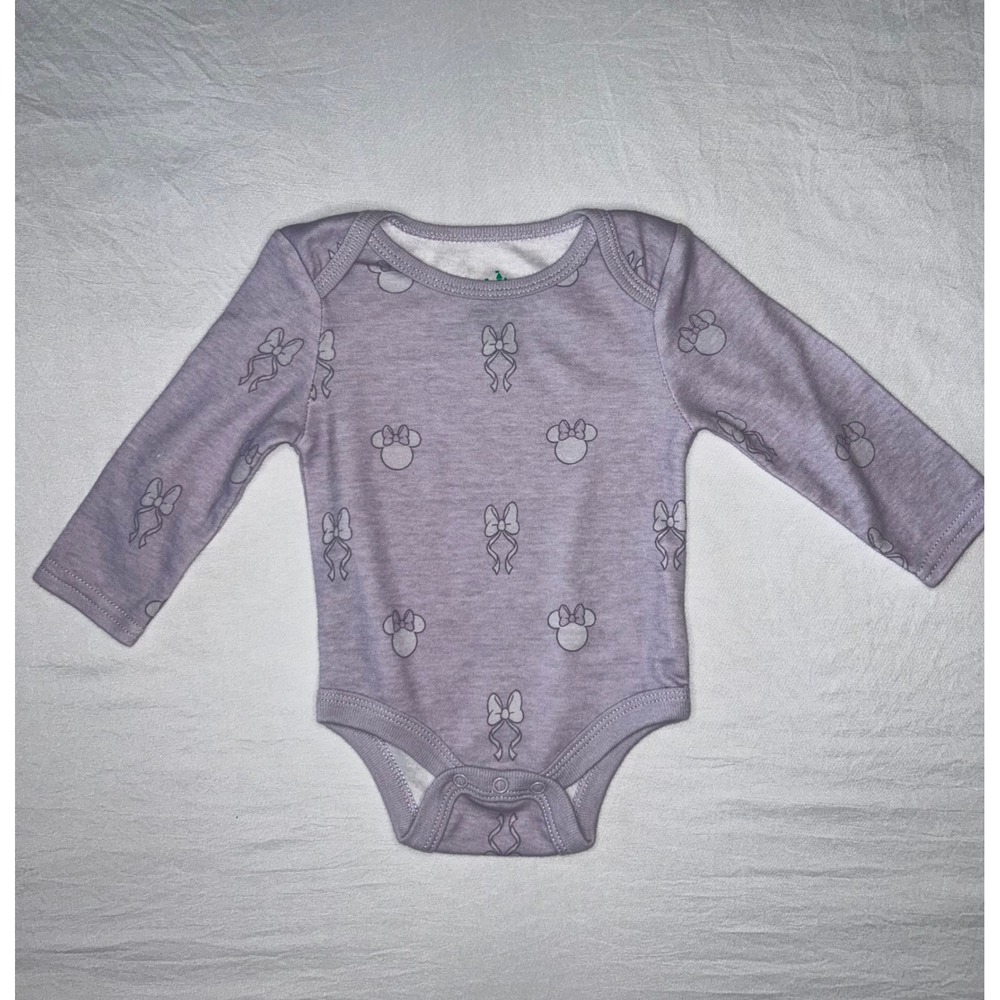 Disney Baby Minnie Mouse‎ Bodysuit Purple Long Sleeve 3/6M